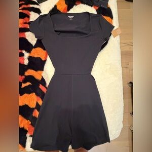 Reformation Black Short Sleeve Playsuit